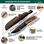 Carbon Steel Bushcraft Knife Walnut Handle With Leather Sheath Beavercraft Bsh4