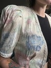 Vintage Floral Vest Blazer Puff Sleeves Pearl Women   s Xs Coquette Victorian