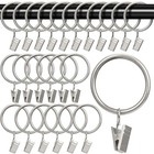 24 Pack Metal Curtain Rings With Clips Matte Silver 1 5 Inch Inner Diameter For
