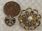 Lot 2 Masonic Order Of The Eastern Star Gold Tone Enamel Rhinestone Brooch Pins