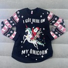 Ugly Christmas Sweater Women 3xl No Boundaries I Got Here On My Unicorn Santa