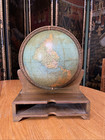 Vintage 1930 Hammond 9    Terrestrial World Globe Brass Fittings Wood Atlas Stand