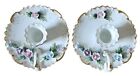 Pair Of Vintage Lefton China Tapered Candle Holders Porcelain 3d Flowers Kw9958b
