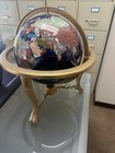 Beautiful Large Turquoise Gemstone World Lapis Globe Gold Stand Earth