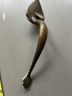 Antique Colonial 12 Inch Brass Door Pull Handle Spade Shape Heavy Large
