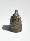Antique English  Signed Sterling Silver Unusual Frog Frogs Thimble Sewing