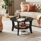 Round 2-tier Coffee Table With Storage Shelf Black Easy Assembly For Living Room
