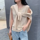 Womens Knitted U Neck Collar Long Sleeve Knitwear Loose Fit Tops Sweater Wool Sz