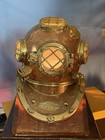 Antique Mark-v Us Navy Wwii Diving Helmet Lamp Deep Sea Vtg Replica Copper 18 
