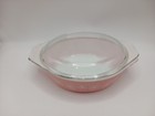 Vintage Pyrex Pink Daisy 043 1 5 Qt Oval Casserole Baking Dish Lid Mcm   Usa 