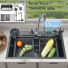 29 5  Flying Rain Stainless Steel Waterfall Kitchen Sink With Faucet Single Bowl