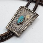 Navajo Vintage Sterling Silver   Turquoise Bolo Tie