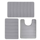 3pc Bathroom Set Rug Contour Mat Toilet Lid Cover Plain Solid Color Bathmats