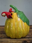 Vintage Paper Mache Pumpkin Sculpture Hand Painted Parrot Mexican Folk Art 11 