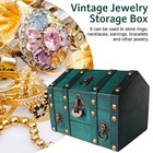 Vintage Wooden Treasure Chest  Jewelry Storage Box With Lock  Classical Stora   