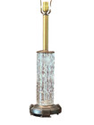 Large Art Deco Period Cut Glass Table Lamp Rose Flower And Star Design Cylinder