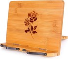 Bamboo Book Stand 11 X 8 0 Inch  Foldable Cookbook Holder With 6 Adjustable H   