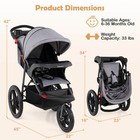 Jogging Stroller Foldable Jogger W adjustable Canopy Detachable Tray Cup Holders