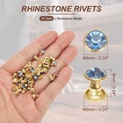 6mm Leather Rivets  70 Sets Rhinestone Studs Rivet  Light Blue Gold Tone
