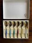 Six 1960 s Mcm Sterling Enamel Demitasse Spoons By David Andersen Solv Norway