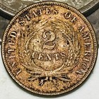 1865 Two Cent Piece 2c Ungraded Civil War Date Us Copper Coin Cc26067