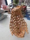 Vintage Geometric Wooden Basket Made With Small Pieces Of Glued Wood 11   x8x15   x1