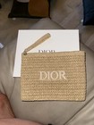 Christian Dior Raffia Wristlet  Pouch 2025