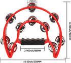 4 Pack 10 Double Row Tambourine  Half Moon Musical Tambourine 20 Metal Jingles H