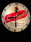 Rare 1950   s Vintage Leinenkugels Beer Glass Double Bubble Bar Clock Light Sign 