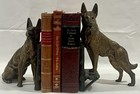 Antique Louis-albert Carvin Art Deco German Shepard Bronze-toned Metal Bookends
