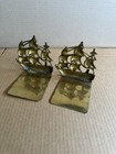 Vintage Brass Ship Bookends     Pair     5  Tall     Nautical Maritime Decor