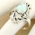 Nouveau Antique Style 925 Sterling Silver Lab-created Opal Ring             917x