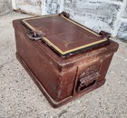 Antique 19th C Hand Painted Cast Iron Banker Stagecoach Railroad Strong Box Safe