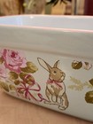 Laura Ashley Melany Bunny Rabbit By Zrike  Handled Loaf Pan Baking Dish Ceramic