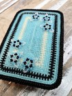 Vintage Native American Seed Bead Belt Buckle Floral Turquoise White Black Euc 