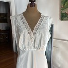 Vintage 1960s Blue Nylon Slip Dress Women   s Maxi Nightgown Lingerie