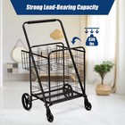 Heavy Duty Folding Shopping Cart Utility Jumbo Double Basket 330lbs Black