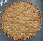 Vintage Mcguire Style Wicker Coastal Boho Circular Accent Coffee Table 16   hx30   w