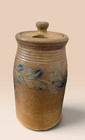1979 Cooksburg Pottery Salt Glazed Cobalt Blue Floral Design Lidded Jar Signed