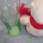 Coca-cola 6oz Green Glass   White Polar Bear Plush Toy With Red Scarf