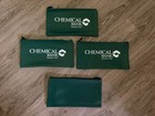 Lot Of 4 Vintage Chemical Bank Zippered Money Deposit Bags Green Vinyl Pouch