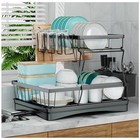 Large Dish Drying Rack For Kitchen Counter detachable Large Capacity Dish Black