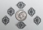  1833 Antiqued Sterling Silver Plated Filigree 2 Ring Connector - 6 Pcs