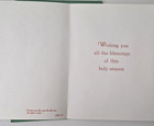 Vintage Christmas Card Religious Winter Scene Lamppost Church Christmas Eve