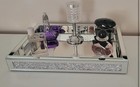 Wocred Mirror Jewelry Organizer Dresser Bedroom Crushed Diamond Bathroom Tray