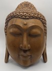 Hand Carved Wood Buddha Face Wall Hanging Mask Sculpture Zen Decor