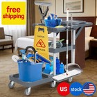 300 Lb Capacity Professional Janitorial Cart On Wheels Heavy-duty Rolling Cleani
