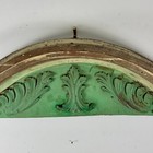 Antique French Architectural Salvage Large Wal Decorative Wood Pediment In Green