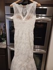 Blue By Enzoani Lace Beaded Mermaid Wedding Dress Gown Small 4