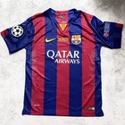 Lionel Messi Jersey Barcelona Hand Signed 14 15 Home Ucl Retro 2015   Coa Size M